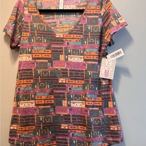 LuLaRoe Multicolor Suitcase Print Short Sleeve Top
